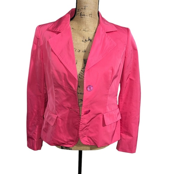 Max Mara Pink Cropped Silk Blend‎ Jacket Made In Italy Size 10 - Picture 5 of 9